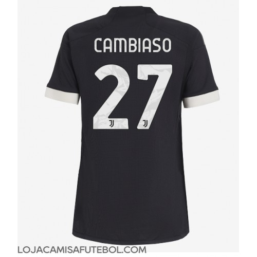 Camisa de Futebol Juventus Andrea Cambiaso #27 Equipamento Alternativo Mulheres 2023-24 Manga Curta